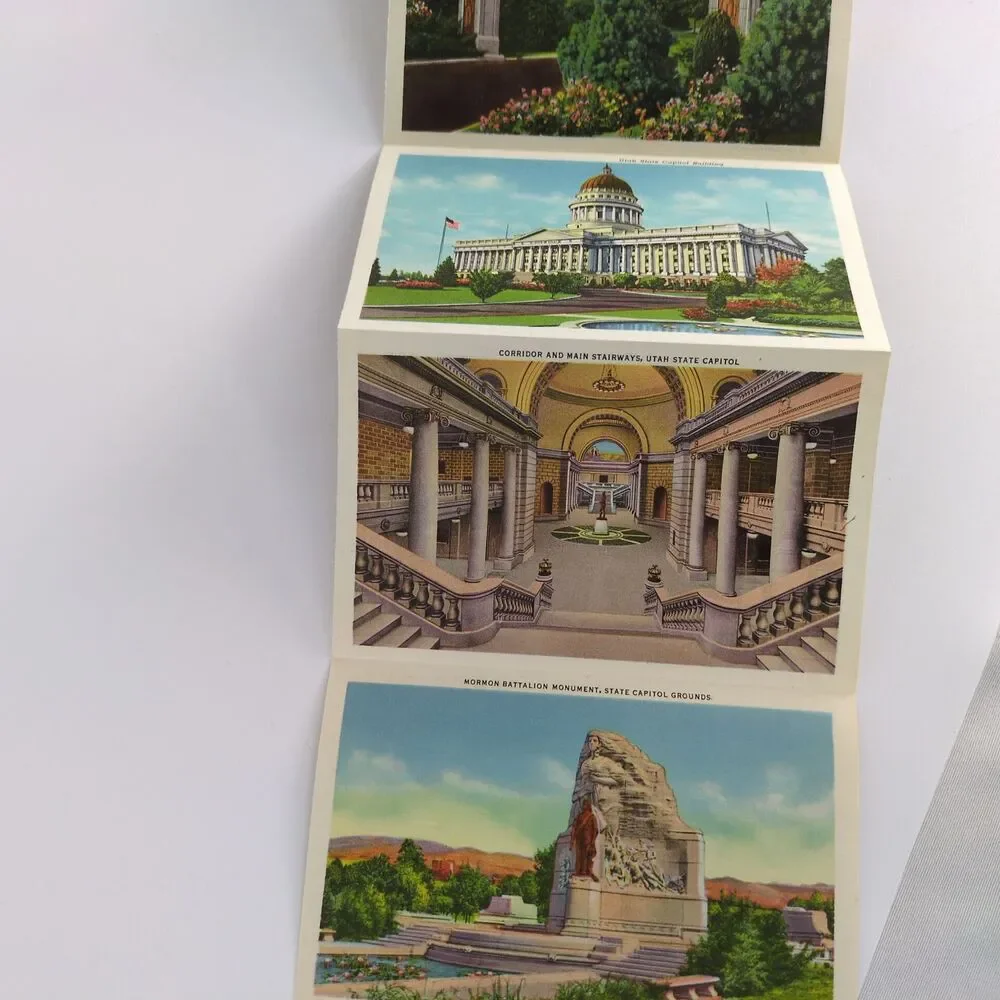 An Art Folder of Salt Lake City Utah 1940s Fold-Out Linen Postcards UT‎ Mormons+